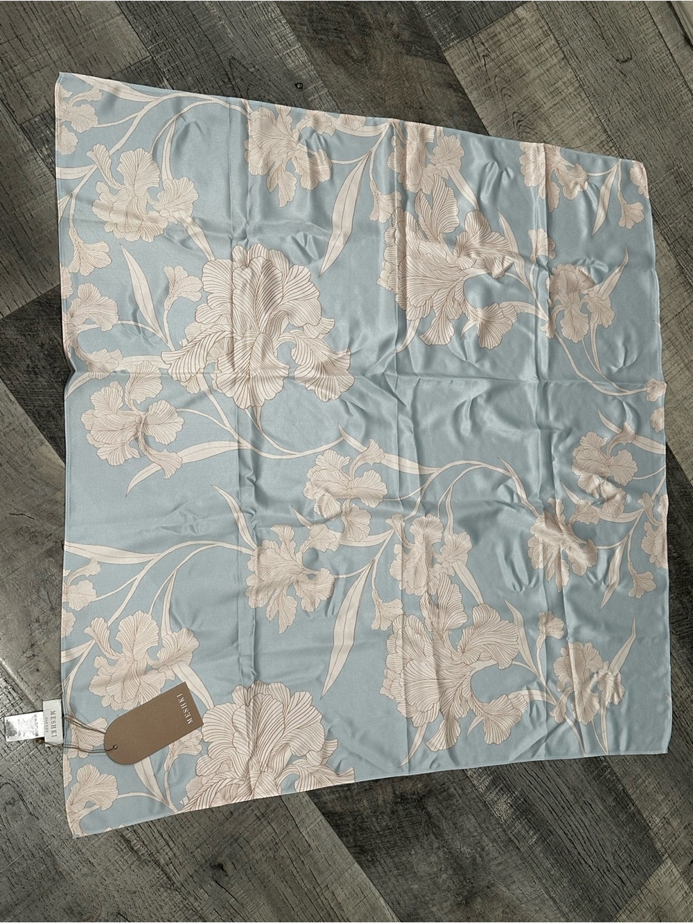 Meshki Pale Blue and Cream Floral Silk Scarf